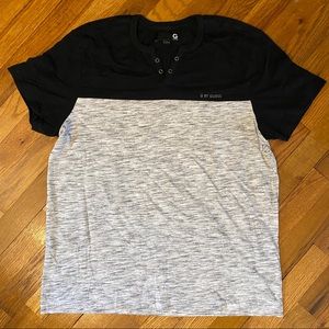 G by Guess Men Black Grey Short Sleeve Shirt Size L